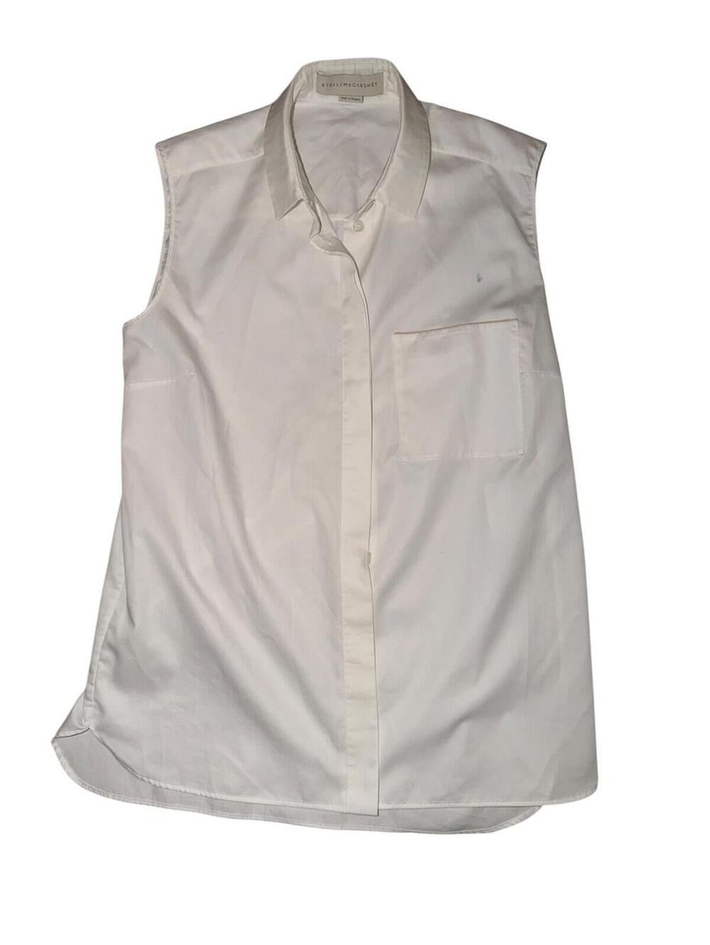 Stella McCartney Sleeveless Button Down Blouse Sz 44 Collared Preppy Office Chic - Picture 3 of 6